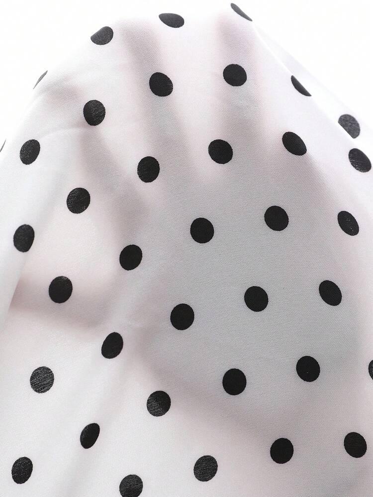 Plus Size Women Summer Casual Vacation Polka Dot Print Lace Patchwork Asymmetrical Camisole Top And Wide Leg Pants 2 Piece Set