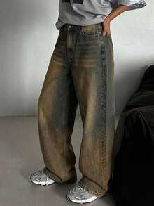 DAZY Solid Wide Leg Jeans,Baggy Jeans - Medium Wash - View 1