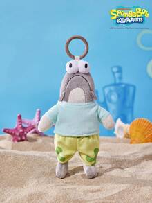 SpongeBob SquarePants | POKOJA LAND 1個 X POKOJA LAND 3D 絨毛吊飾鑰匙圈，灰色魚形，可愛獨特設計，可掛在包包、鑰匙、書包上，適合所有年齡層，生日或週年紀念的酷禮物 - 灰色 - 查看 1