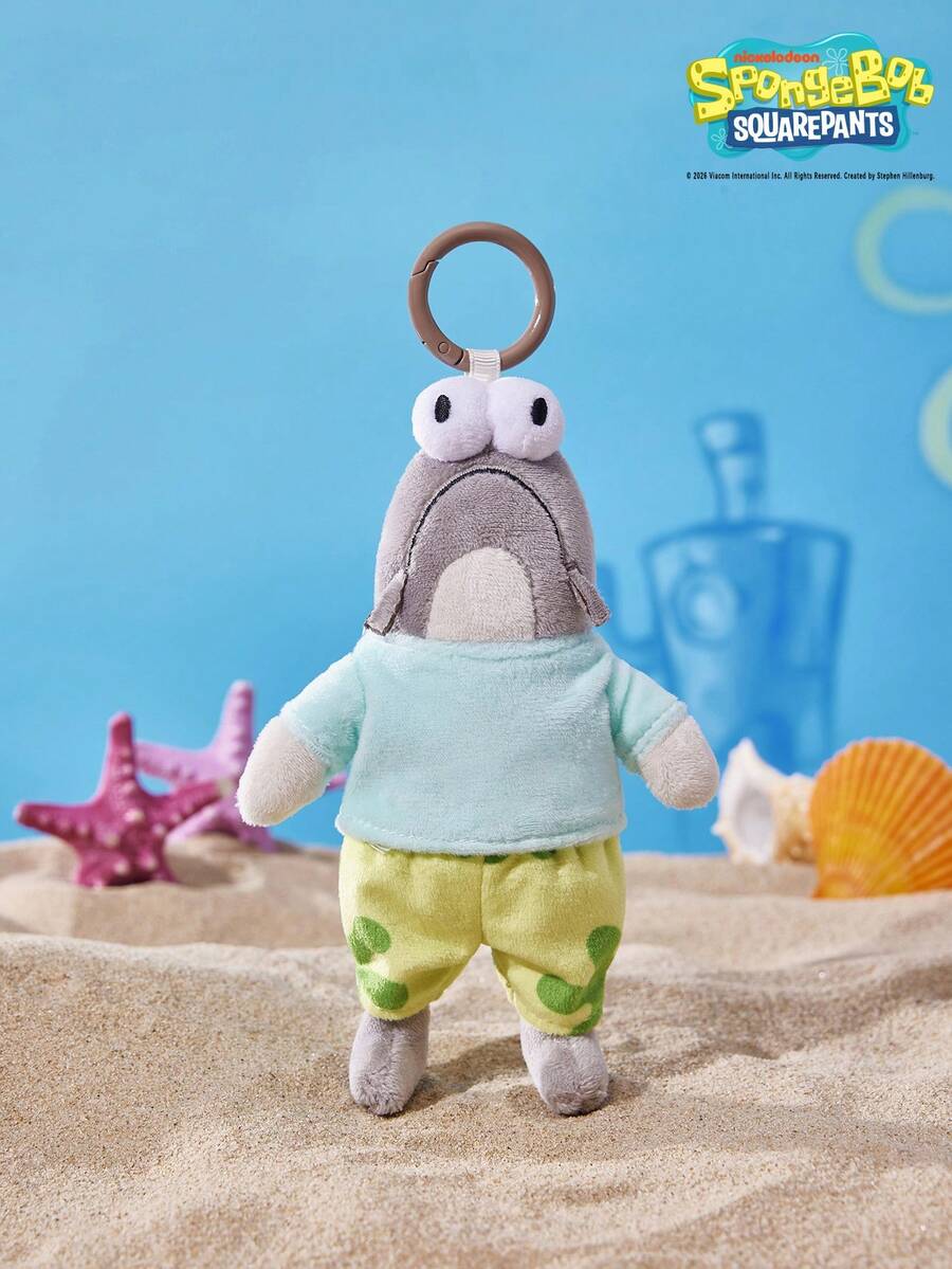 SpongeBob SquarePants | POKOJA LAND 1個 X POKOJA LAND 3D 絨毛吊飾鑰匙圈，灰色魚形，可愛獨特設計，可掛在包包、鑰匙、書包上，適合所有年齡層，生日或週年紀念的酷禮物 - 灰色 - 查看 1