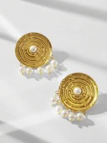 Maija 18K Stainless Steel Pearl Earrings - Gold - View 2
