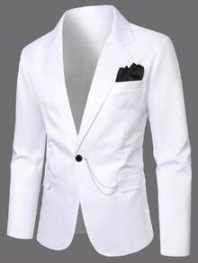 Manfinity Mode Áo khoác vest nam dài tay cổ ve lật thời trang - trắng - Xem 1