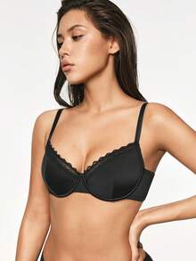 SHAPORA 1 chiếc quần lót nữ, áo ngực nâng đỡ, áo lót mặc thường ngày và đi làm. - màu đen - Xem 6