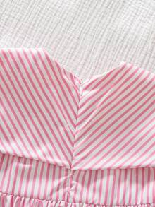 SHEIN 女童花卉条纹印花可爱无袖连衣裙 - 彩色 - 查看 10