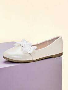 Mini mi Sepatu Flat Anak-Anak Modis & Elegan dengan Dekorasi Bunga 3D - Putih Gading - View 4