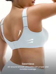 LUVLETTE Plus 無線無痕側撐休閒內衣 Bralette 不顯痕 透氣 T-shirt 運動輕盈黏貼基礎款 藍色 隱形 SizeFreedom 胸罩 - 中等水洗藍 - 查看 3