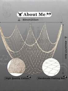 1pc 80 X 40 Inch Mediterranean Style Decorative Fishing Net, Natural Fishnet Party Decor, Suitable For Pirate, Hawaiian, Nautical Themed Parties, Back To School, Valentine's Day - multicolor - View 11