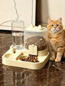 PETSIN 2-In-1 Cat Feeder & Water Dispenser Set, Dry & Wet Separation, Durable Plastic, No Battery Required, Easy To Clean Pet Food & Water Station, Suitable For Multiple Pets Hydration And Healthy Feeding - 400ML/700ML - View 6
