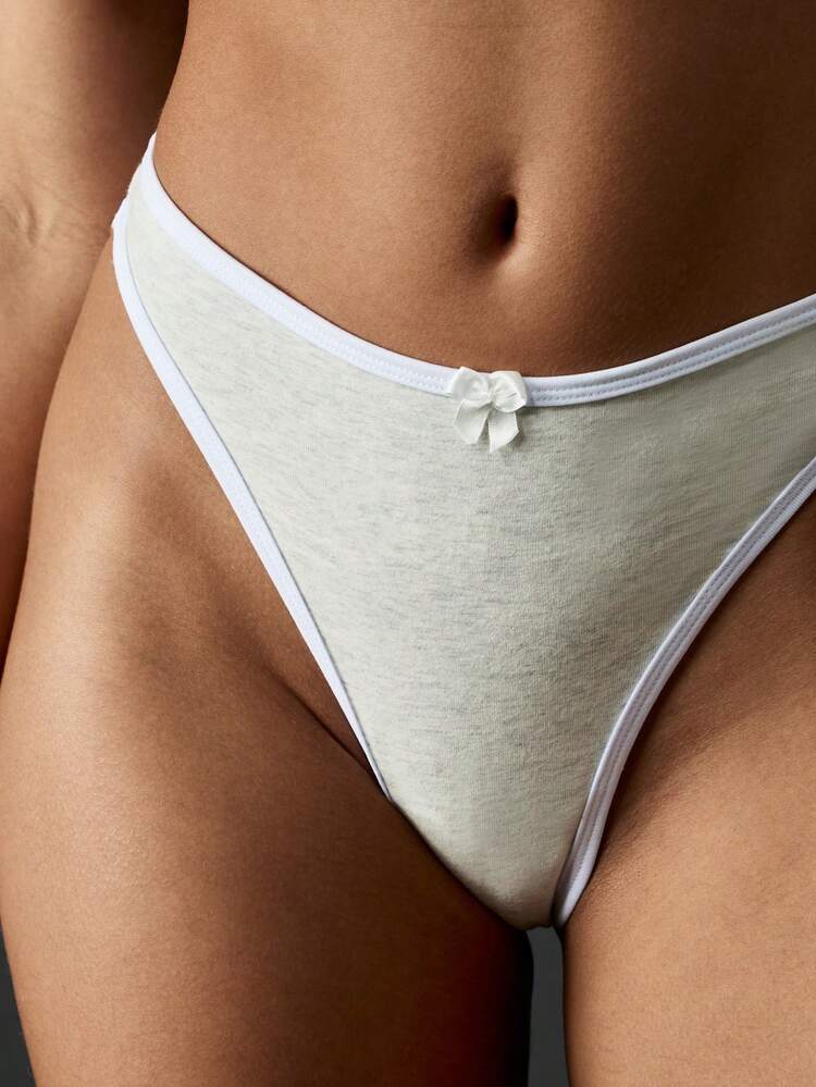 MISSGUIDED High Cut Thong With Bow Detail And Elastic Band