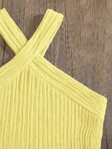 Emery Rose Kids Emery Rose Kids 2pcs Young Girl Knitted Solid Color Sleeveless Top And Shorts Set - Yellow - View 4
