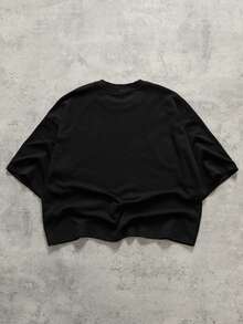 ROMWE MEN Street Life Gothic Print Round Neck Short Sleeve Casual T-Shirt For Men - Black - View 7