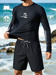 Manfinity KASUA Bộ đồ bơi Rashguard cho nam - màu đen - Xem 1