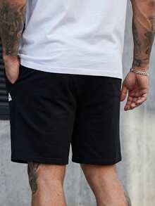 Manfinity CasualCool Quần short nam họa tiết tam giác, lưng dây rút, có túi, phong cách thường ngày - màu đen - Xem 5