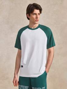 Courvante Men Colorblock Raglan Sleeve Tee For Your Tennis Boyfriend - White - View 1