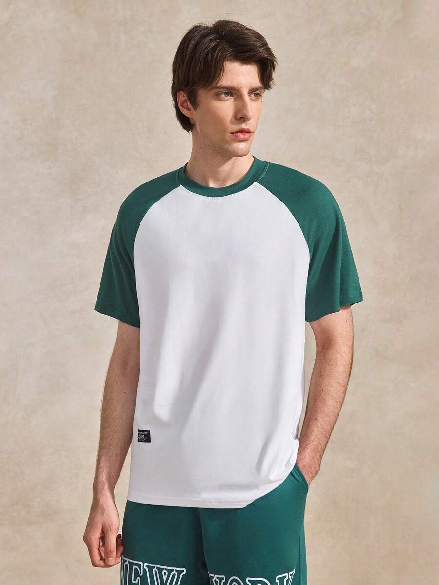 Courvante Men Colorblock Raglan Sleeve Tee For Your Tennis Boyfriend - White - View 1