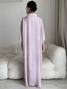 Yasmyna 女士土耳其长款连衣裙和阿拉伯传统长袍 - 粉色 - 查看 2