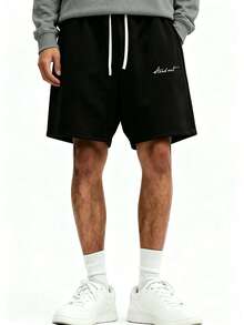 Sport MetroGents Quần short thể thao nam cạp chun, có dây rút, kiểu dáng thường ngày, đa năng. - màu đen - Xem 6