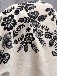 Elaquor Plus Size Floral Print Casual Vacation Dress - Apricot - View 7