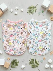 PETSIN Pet Spring New Dog Clothes Animal Supplies Pet Clothing Dog Tank Top Cat T-Shirt Teddy Outfits Small Animal Attire Casual Cool Tank Top Dog Clothes Cat Clothes Two-Season Spring & Summer New Tank Top - Multicolor - View 3