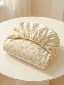 Cirelle 1pc Polyester Floral Fitted Sheet, Vintage Flower Printed Bed Sheet Only, All-Around Elastic Mattress Cover - Orange Sea - View 6