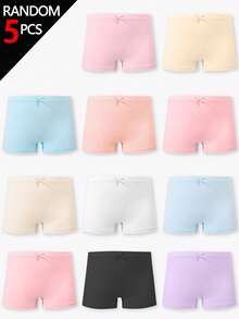 SHEIN 5条/包 女童纯色简约棉质三角裤，适合年轻女孩和学生 - 彩色 - 查看 4