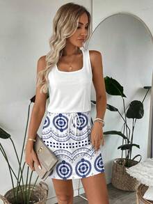 SHEIN LUNE Women's Casual Printed Short Dress, Suitable For Spring And Summer,Dresses For Women Summer - Multicolor - View 5