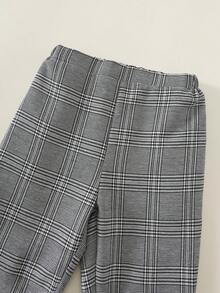 SHEIN 2件套婴儿/男婴休闲可爱校园风polo衫和格子长裤套装，男婴夏季服装 - 白色 - 查看 6