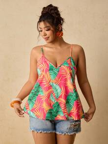 Travachic Plus Size Tropical Print Camisole - Multicolor - View 4