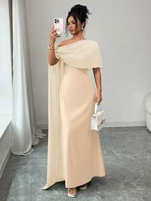 Rafferiza Women's Long Chiffon Patchwork Wrap Floral Dress - Apricot - View 7