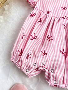 Newborn Baby Girl Cute Graphic Casual Romper, Summer - Baby Pink - View 3