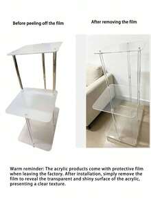 3-Tier Transparent Acrylic Round Side Table, Modern Layered Nightstand Or Plant Stand, Suitable For Living Room, Bedroom Or Entryway - Transparent - View 9