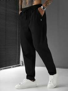 SLATEMANN Men's Solid Color Pocket Casual Versatile Daily Wear Pants - Black - View 5