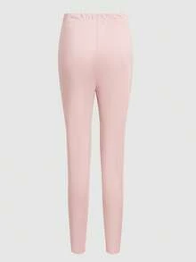 TaskEZ Conjunto de uniforme de pijama de unicolor con top de manga corta y pantalones - Rosa Pálido - Ver 6