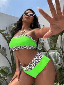Swim Vcay 2025 Plus Size Bandeau Bikini Set - Light Yellow - View 3