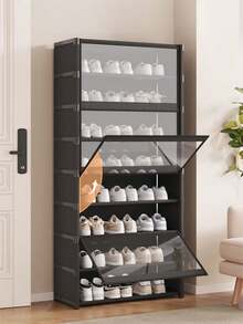1PC Dustproof Shoe Rack, Storage Shelf, Space Saving Sturdy Fashionable Design, Easy Assembly Disassembly Portable, Suitable For Living Room Bedroom Foyer Office Home, Multi-Layer Storage, Holiday Christmas Gift - Multicolor - View 2