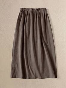 Rusticease Casual Retro Coffee 's Skirt, Autumn Brunch Spring/Summer - Brown - View 2