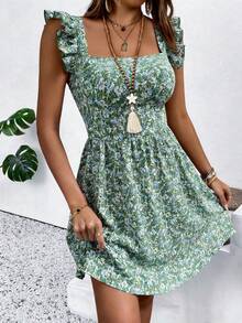 Breezaya Elegant Bow Design Green Plus Size Dress, Suitable For Spring, Summer, Autumn, Vacation - Green - View 5