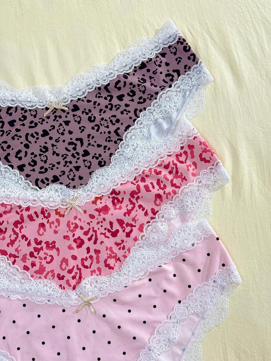 Eraneu 3 pezzi/confezione Slip taglie forti con inserti in pizzo - Multicolore - Visualizzare 1