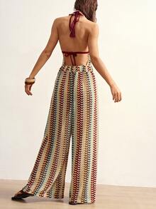Bohemela Bộ jumpsuit nữ kẻ sọc cổ chữ V sâu gợi cảm kiểu yếm - Nhiều màu - Xem 7