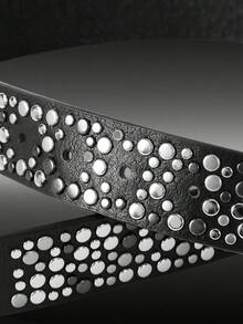 MortiRose 1pc Women's Street Punk Style Rivet Embellished Asymmetrical Metal PU Belt, Suitable For Party, Travel, Fashion Summer, School Fall, Autumn, Halloween - Multicolor - View 8