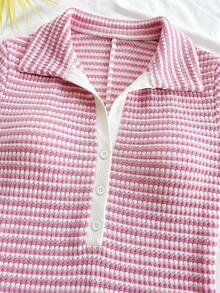Soleia Striped Casual Jumpsuit For Women, Suitable For Valentine's Day, Vacation, Date, Beach - Pink - View 3