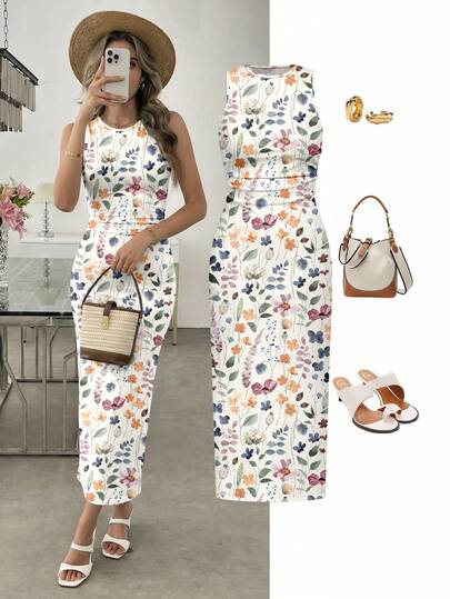 Easowa Casual Sexy Fitted Knit Bodycon Dress, Suitable For Summer Vacation, Beach Outfit