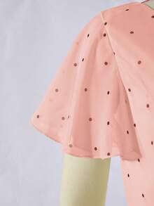 SHEIN Teenager Mädchen Rosa Chiffon elegantes Kleid, Frühling/Sommer Chiffon bedrucktes Polka Dot Kleid mit Rüschensaum, leichtes weiches Material, geeignet für Urlaub, Hochzeitssaison, verschiedene Ballveranstaltungen, formelle Anlässe - Pink - Übersicht 8