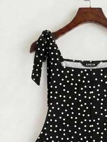 SHEIN EZwear Bộ áo liền quần nữ dây thắt nút có túi, phối nhiều mảnh vải. - Nhiều màu - Xem 5