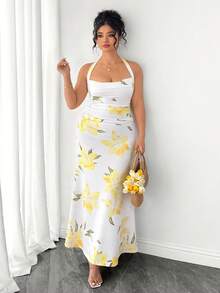 SHEIN Clasi Plus Size Women Brown Ruched Cami Midi Bodycon Dress Gym Summer - Multicolor - View 5