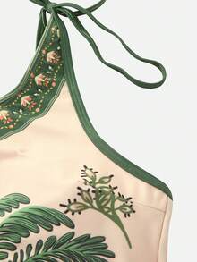 Swim Oasis 女士热带花鸟印花连体泳衣，带裙摆，休闲挂脖式沙滩度假装 - 彩色 - 查看 10
