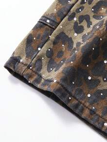 ROMWE MEN Men's Leopard Print Casual Summer Shorts With Belt Loops - Multicolor - View 6