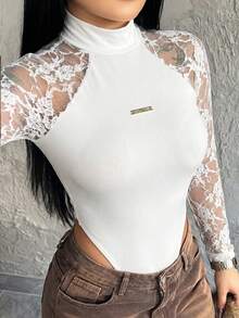Dayanna Comas 女款春夏音樂節派對透氣網格彈性連身衣連身褲，情人節白色 - 白色 - 查看 4