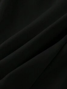 Qadelle Women's High-End Satin & Satin Patchwork Evening Dress, Formal Banquet French Style Blouse, Spring/Summer - Black - View 3