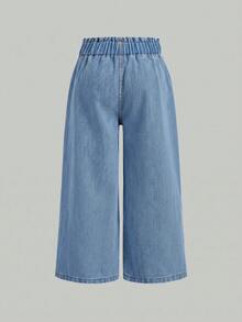 SHEIN 3件套女童海军蓝、中蓝、浅蓝宽松牛仔裤 - 彩色 - 查看 8